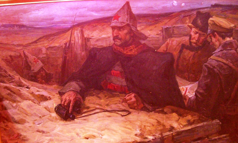 Колпнянский Районный дом Культуры. 
Районный краеведческий музей.
Зал изобразительного искусства.
Серго Орджоникидзе на позиции под Орлом.
Фото автора.